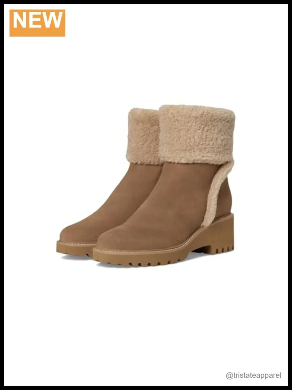 Suede Ankle Bootie Block Heel Pull-On Fleece Lined Waterproof